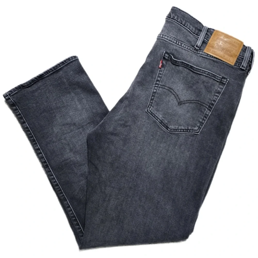 Levi's Men's 514 Straight Flex Jeans 40x30 Graphite Leather Patch Y2K EUC